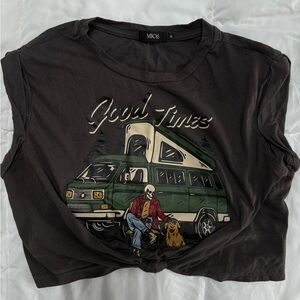 Graphic crop Top tee with Van/Good Times Design